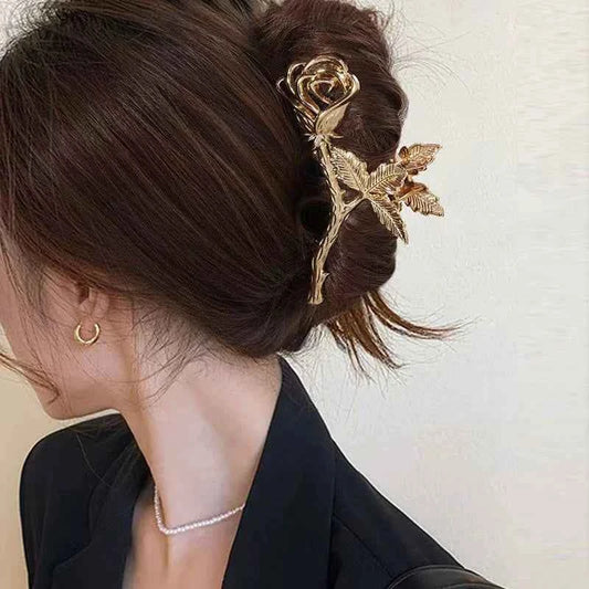 1pc Retro Metal Rose Hair Clip For Women, French Gentle-Style Head Back Twist Hairpin Hair Claw Hair Accessory