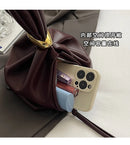 Bolsa de mão de couro macio personalizada, designer de luxo, feminina, mini bolsa de balde plissada, temperamento, zíper lateral, bolsas de festa à noite