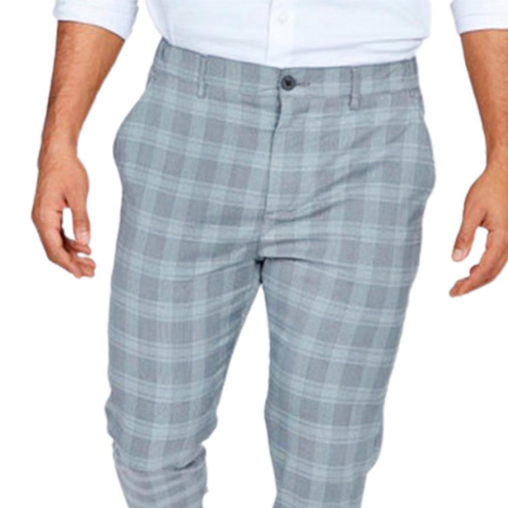 Checkered Pattern Fashion Men Trousers Plaid Loose Autumn Winter Vintage Men's Pants Business Casual Straight Leg Slim Pants