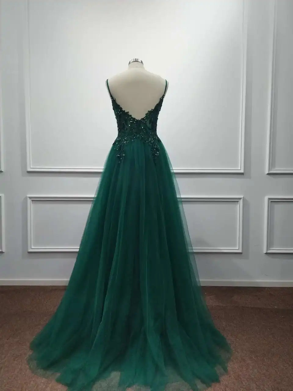 Dusty Blue Tulle Prom Dresses Long 2025 Appliqued Beaded A Line Slit Women Evening Gowns Elegant Dress For Wedding Party