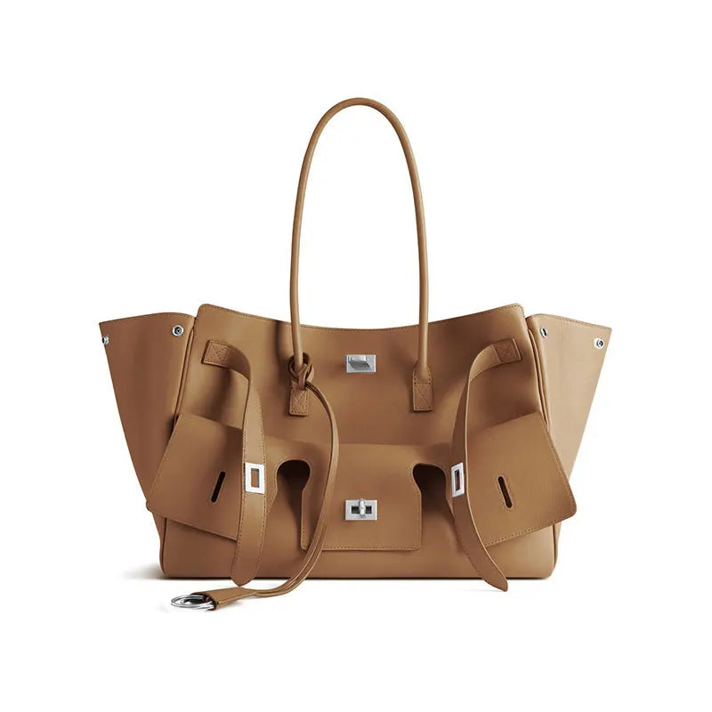Luxury High Quality Tote Bag Brand Texture Lock Wing Bag Solid Color Simple New Horizontal Square Bag Women's Commuter Handbag