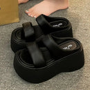 Platform Slippers Women Summer Wear Fashion 2025 New Style Increase Sandals Casual Everything Muffin Flip-flops Beach Shoes