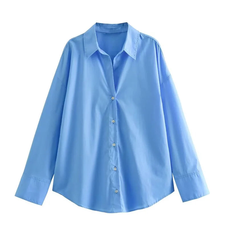 Camisa Feminina Oversized com Listras e Gola Lapela
