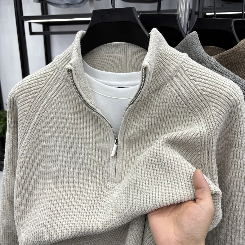 Men's Sweater Half Zipper Winter Thick Korean Edition Casual Loose Stand Up Collar Undercover