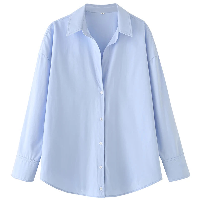 HXAO Woman 2025 Oversized Shirts & Blouses Spring Summer 2025 Woman Elegant Button Up Long Sleeve Blouses Fashion Plus Size Tops