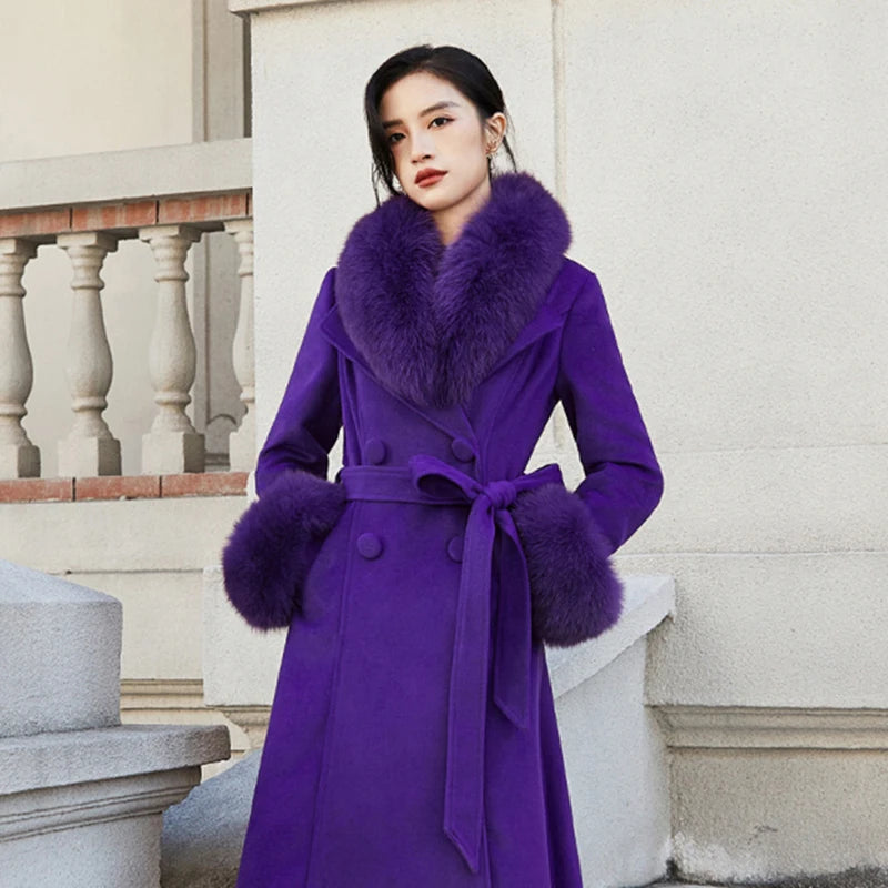 Luxury 2025 Real Fox Fur Collar And Cuffs Set for Women Winter Neck Warmer Fashion Scarf ShawlS Wrap Combo Large Size Furry Fur
