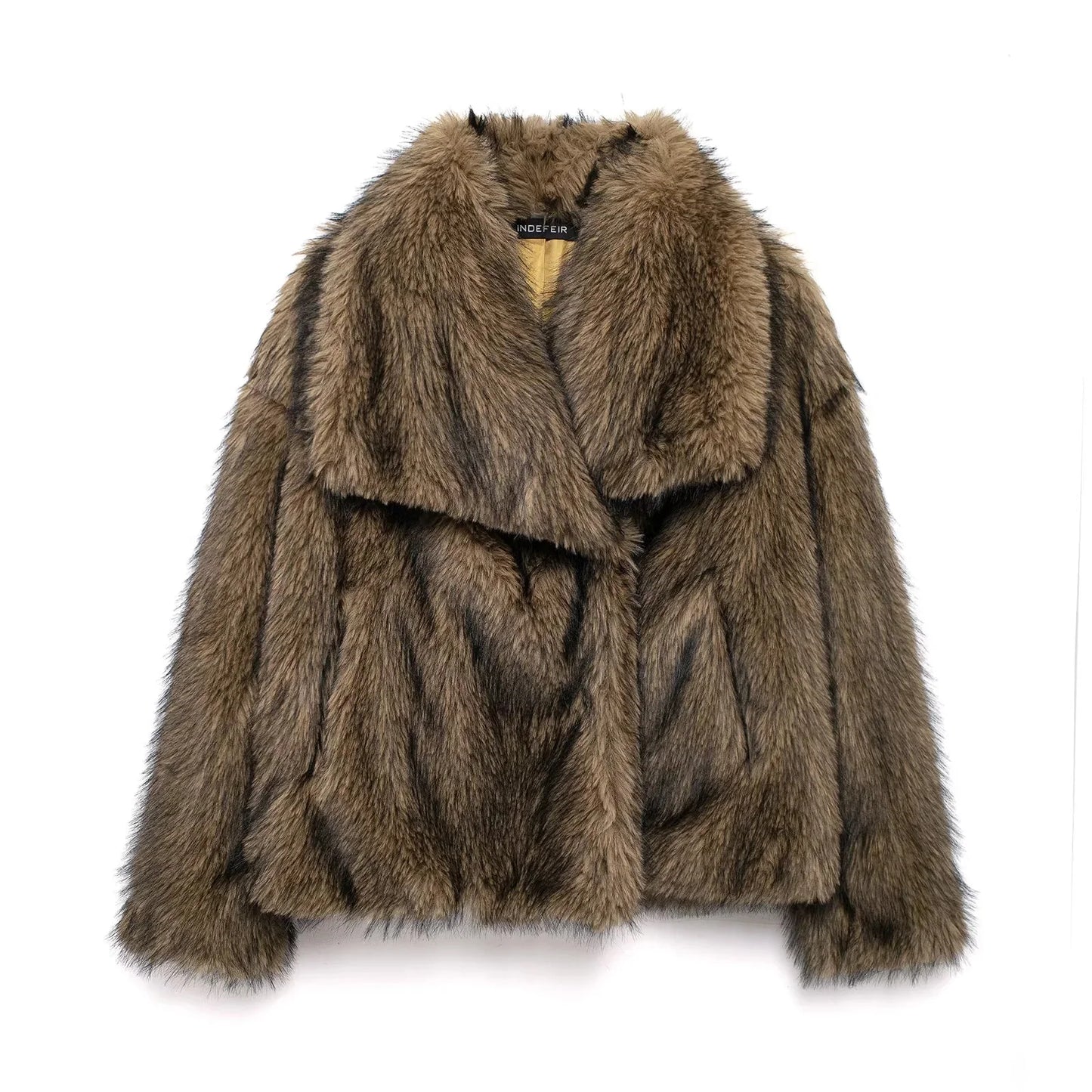 Jaqueta Feminina Oversized Marrom com Gola Lapela – Casual