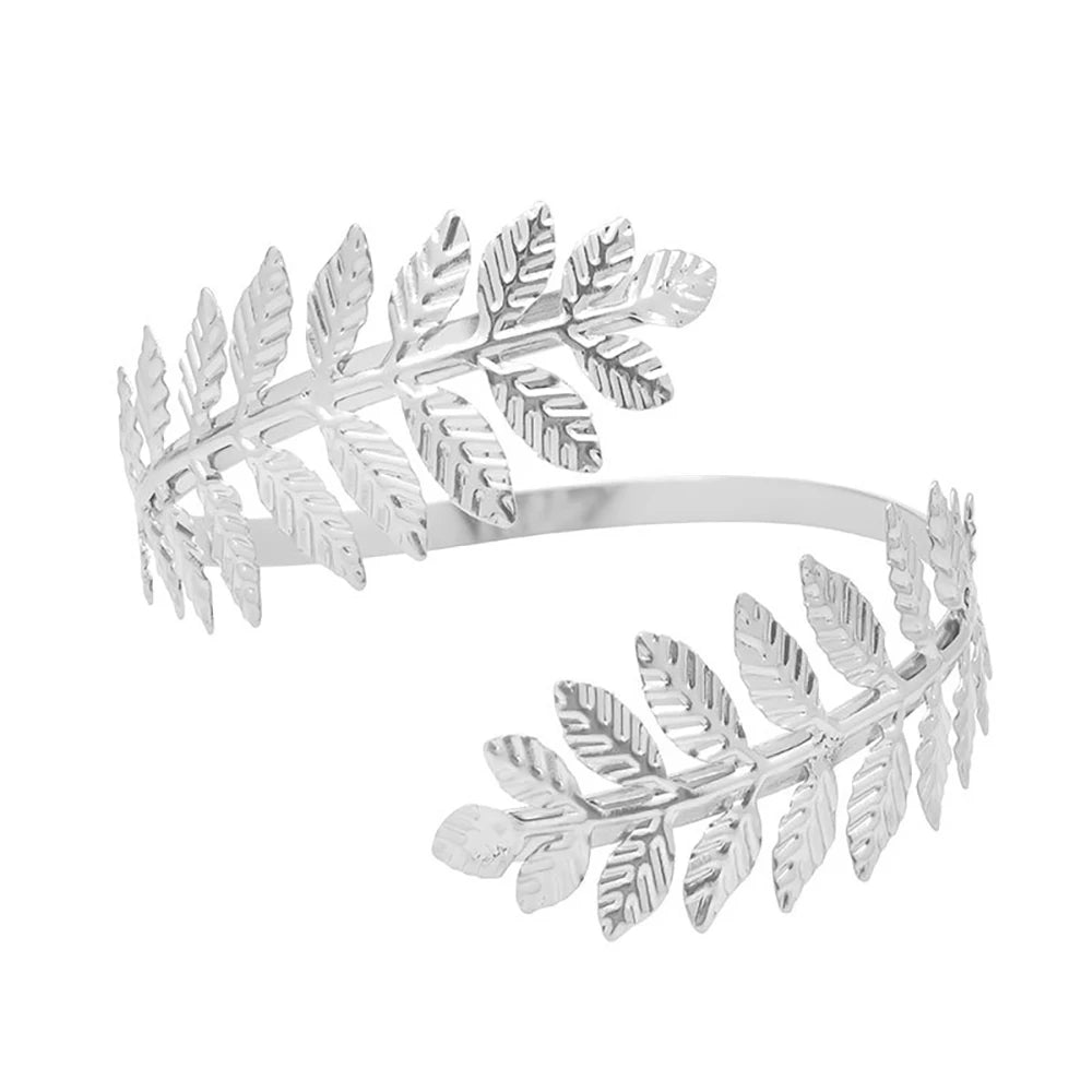 FTCY Metal Leaf Upper Arm Bracelet for Women Greek Roman Style Women's Armband Upper Arm Cuff Gold Color Jewelry Gift
