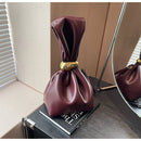 Bolsa de mão de couro macio personalizada, designer de luxo, feminina, mini bolsa de balde plissada, temperamento, zíper lateral, bolsas de festa à noite