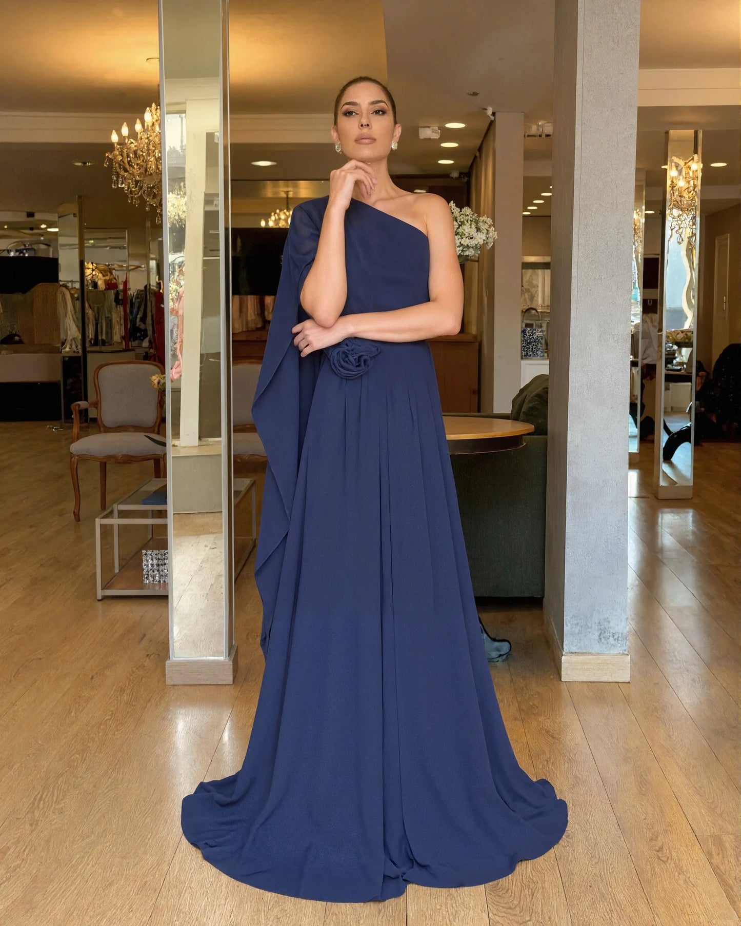 New Slant Shoulder Chiffon Party Dress Women's Loose Big Skirt Dress Summer High Waist Polyester Fiber Sleeveless