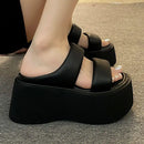 Platform Slippers Women Summer Wear Fashion 2025 New Style Increase Sandals Casual Everything Muffin Flip-flops Beach Shoes