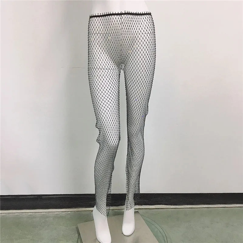 Calça Feminina de Perna Larga com Strass – Festa