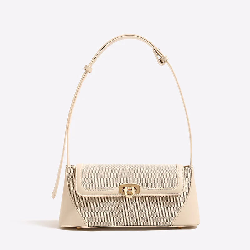 Nichedesign Color Block French Bread Underarm Women's Shoulder Bag New 2025 High-End Feel French Light Luxury Crossbody Bag