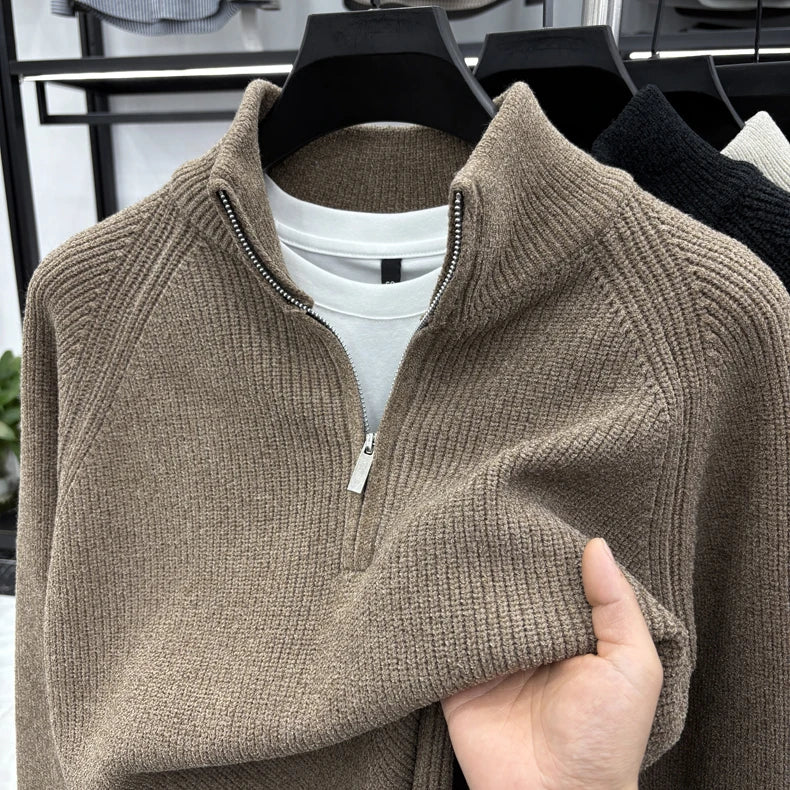 Men's Sweater Half Zipper Winter Thick Korean Edition Casual Loose Stand Up Collar Undercover