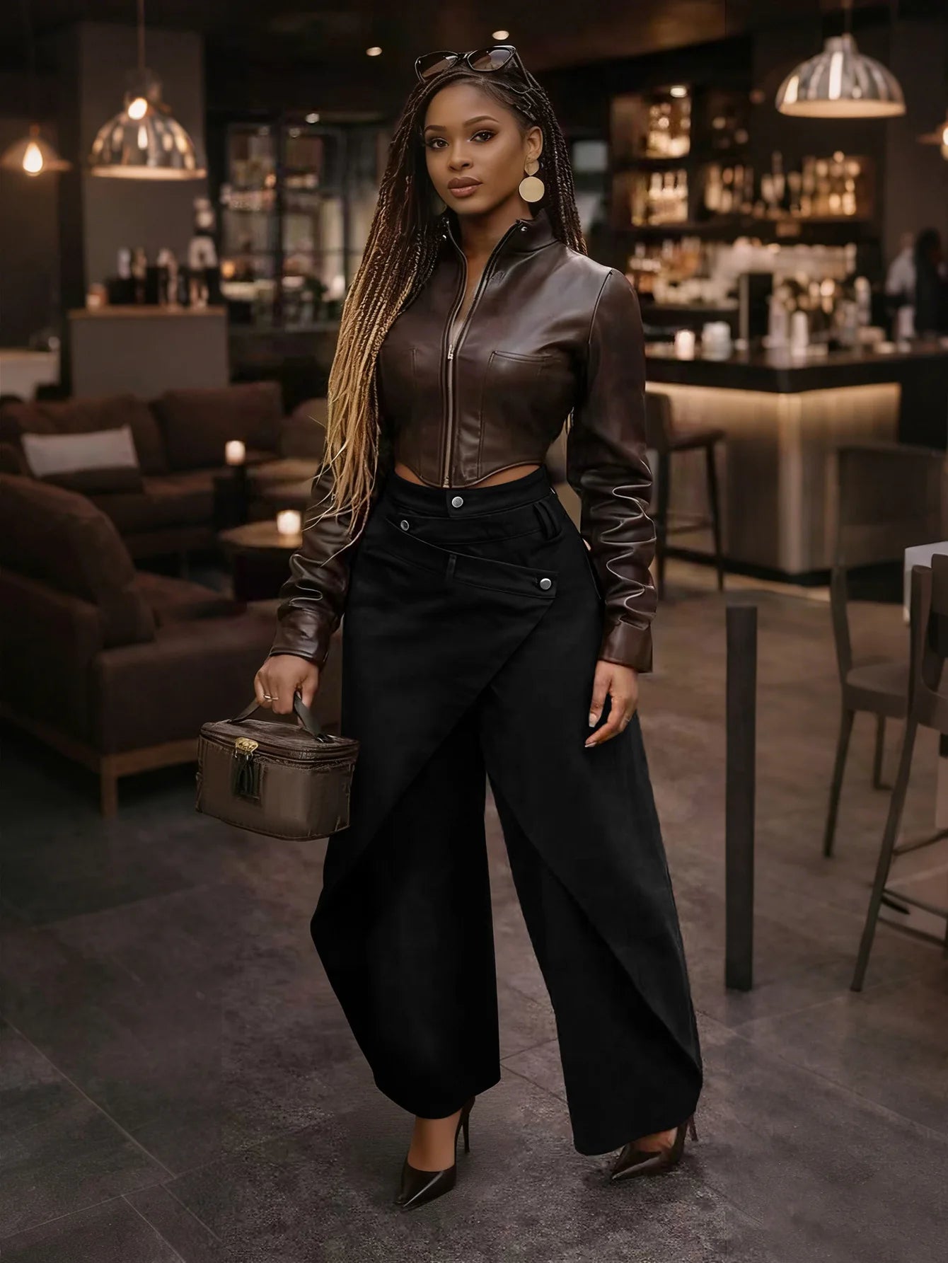Vintage Washed Denim Wide Leg Pants Women Asymmetrical Wrap Overlap High Waist Y2K Streetwear Casual Fashion Baggy Jeans