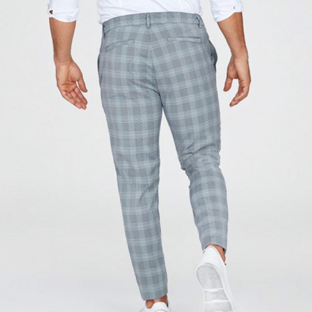 Checkered Pattern Fashion Men Trousers Plaid Loose Autumn Winter Vintage Men's Pants Business Casual Straight Leg Slim Pants