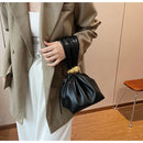Bolsa de mão de couro macio personalizada, designer de luxo, feminina, mini bolsa de balde plissada, temperamento, zíper lateral, bolsas de festa à noite