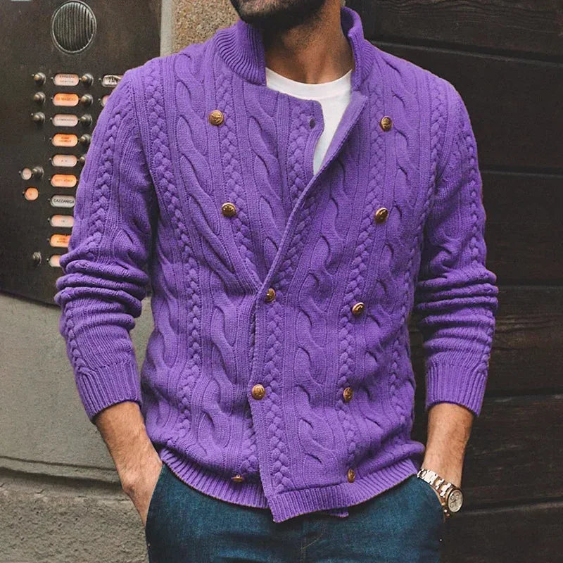 New 2026 Autumn Winter Knitted Cardigan Men Double Breasted Sweater Coat Male Streetwear Winter Warm Turtleneck Men Clothing