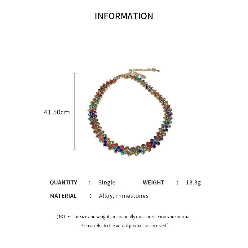 Luxo Brilhante Completo Rhinestone Gargantilha Colar para Mulheres, Colares De Cristal Geométricos Personalizados, Jóias De Casamento, Presentes Do Partido - CRAVO ROSE