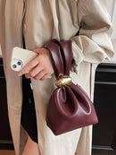 Bolsa de mão de couro macio personalizada, designer de luxo, feminina, mini bolsa de balde plissada, temperamento, zíper lateral, bolsas de festa à noite