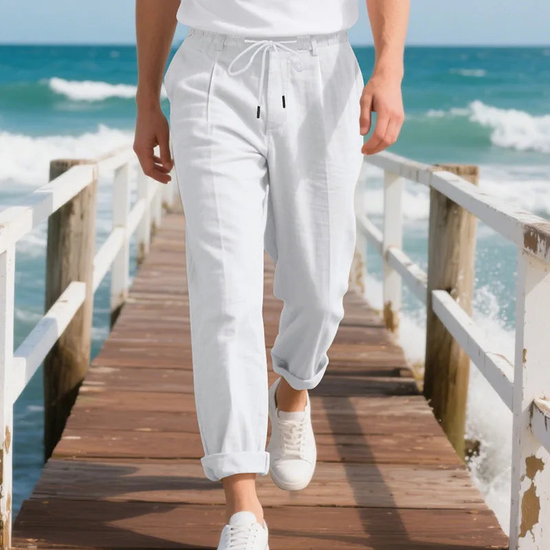 Men's Loose Casual Loose Straight Linen Naples Gurg Breathable Pants Men Clothing Trousers Traf Homme Pantalones Sweatpants