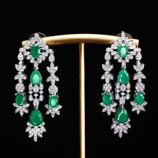 2023 Hot selling cubic zirconia zircon women's pendant earrings, platinum crystal wedding earrings, bride jewelry gifts