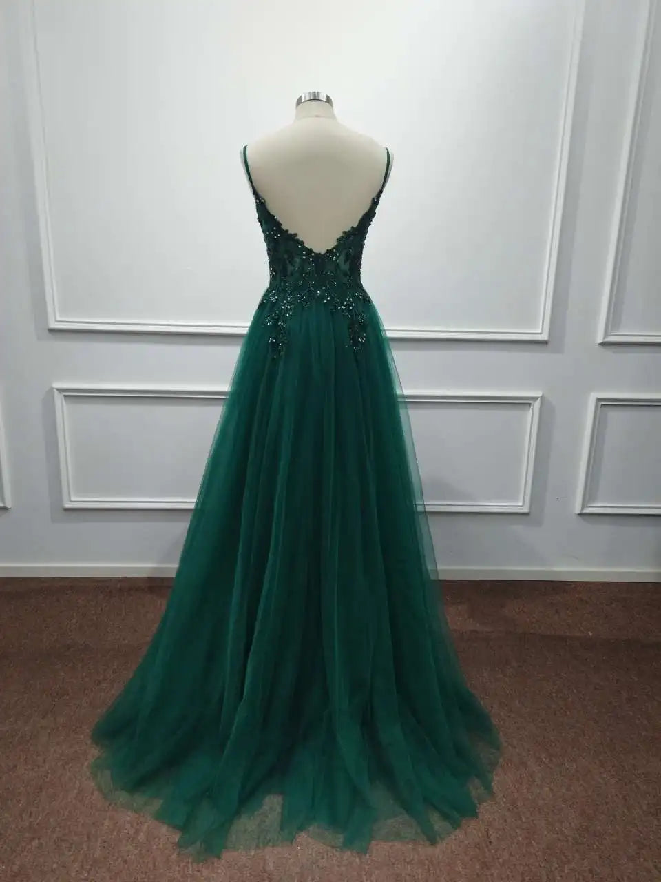 Dusty Blue Tulle Prom Dresses Long 2025 Appliqued Beaded A Line Slit Women Evening Gowns Elegant Dress For Wedding Party