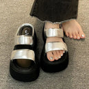 Platform Slippers Women Summer Wear Fashion 2025 New Style Increase Sandals Casual Everything Muffin Flip-flops Beach Shoes