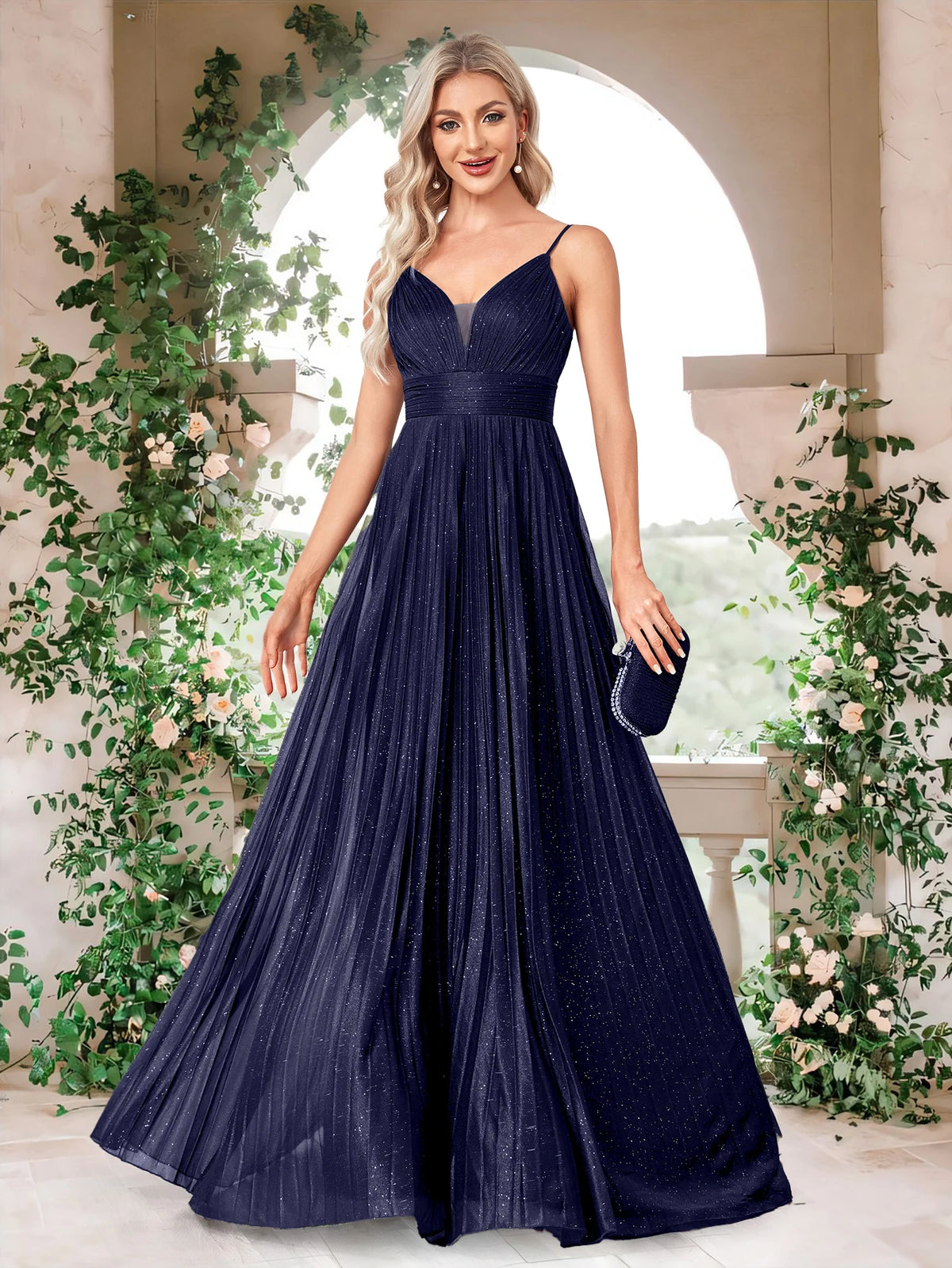 Vestido de Casamento com Costas Abertas, Decote em V e Modelagem Evasê