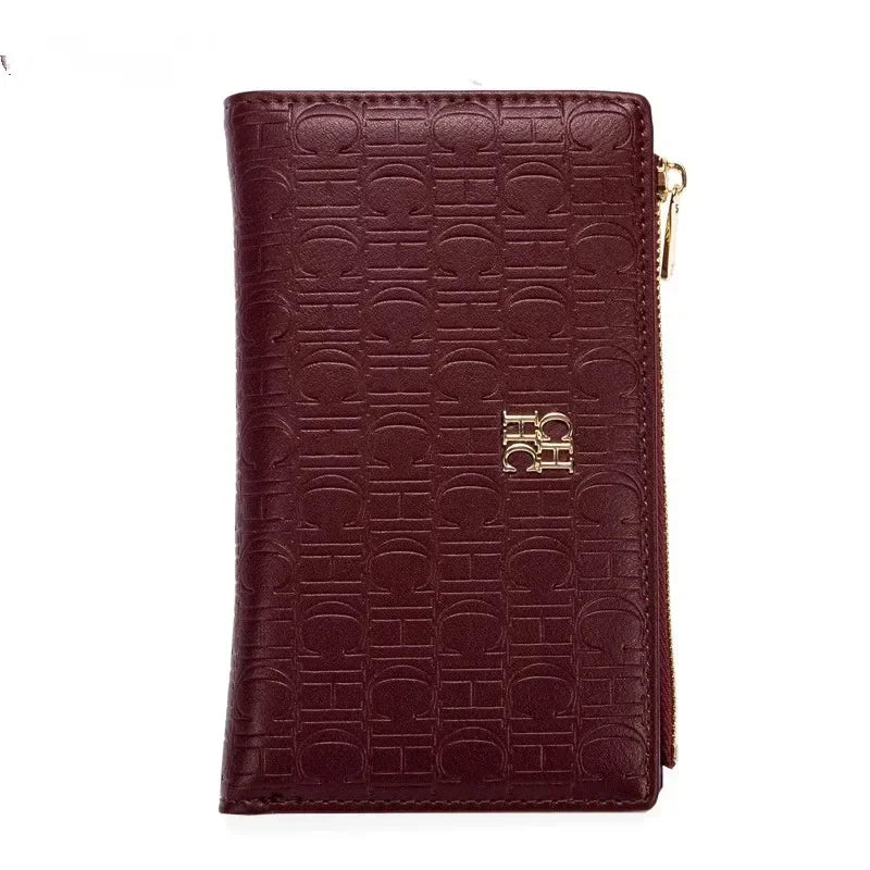 CH Luxury Wallet Card Leather Zipper Letter Printed Short Women's Handbag 2026 Trendy Coin Storage Bag