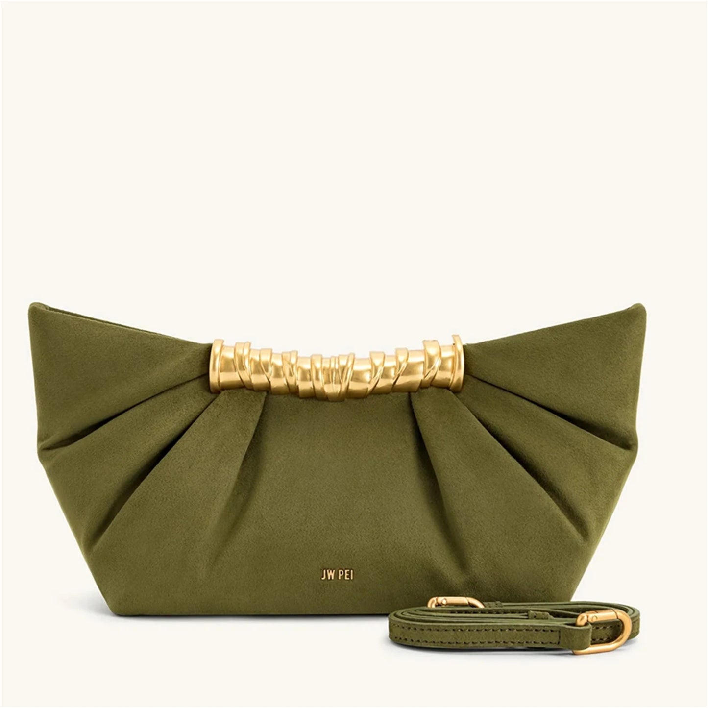 JW PEI Leia Bolsa de ombro plissada estilo francês, mini bolsa crossbody com corrente de metal, bolsa elegante para festa à noite e banquete, novo 2025 - CRAVO ROSE