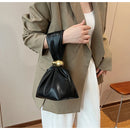 Bolsa de mão de couro macio personalizada, designer de luxo, feminina, mini bolsa de balde plissada, temperamento, zíper lateral, bolsas de festa à noite