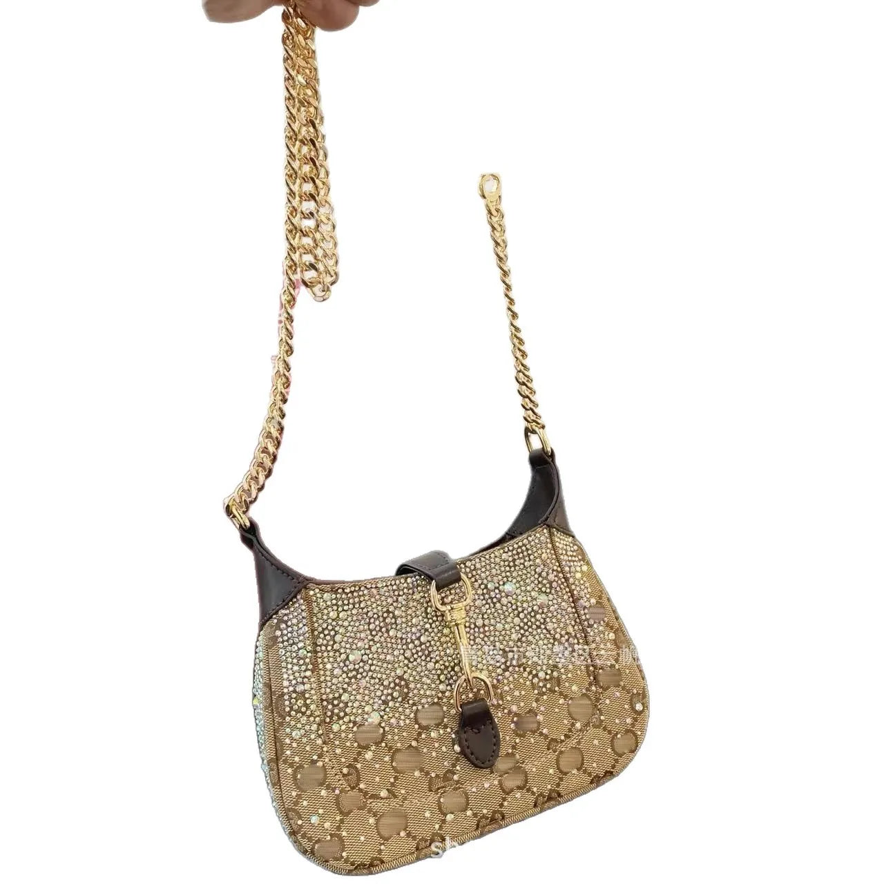 Bolsa original com diamante nas axilas Jacket1961 Bolsa de ombro único Bolsa de pão francês Bolsa Mini bolsa feminina de lona estilo retrô Han... - CRAVO ROSE