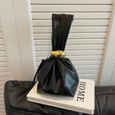 Bolsa de mão de couro macio personalizada, designer de luxo, feminina, mini bolsa de balde plissada, temperamento, zíper lateral, bolsas de festa à noite