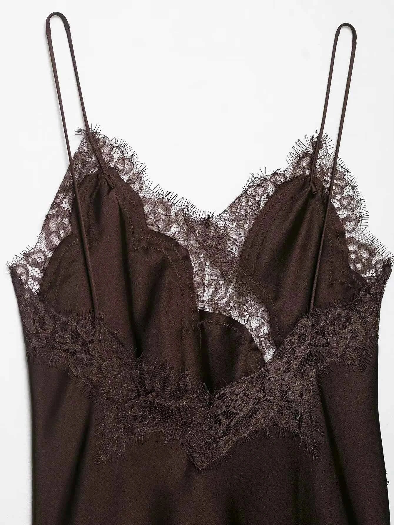 UNIZERA Vestido assimétrico de renda feminino sexy suspender verão 2025 novo temperamento elegante