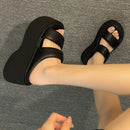 Platform Slippers Women Summer Wear Fashion 2025 New Style Increase Sandals Casual Everything Muffin Flip-flops Beach Shoes