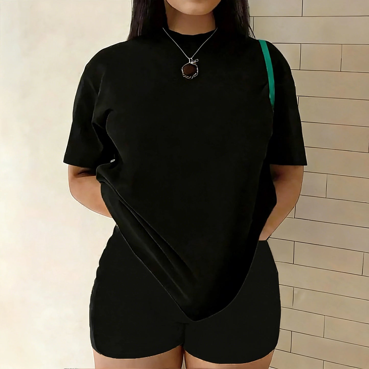 New Spring and Summer Cotton Breathable Solid Color T-shirt American Women's Loose and Fashionable Sports Commuting Top