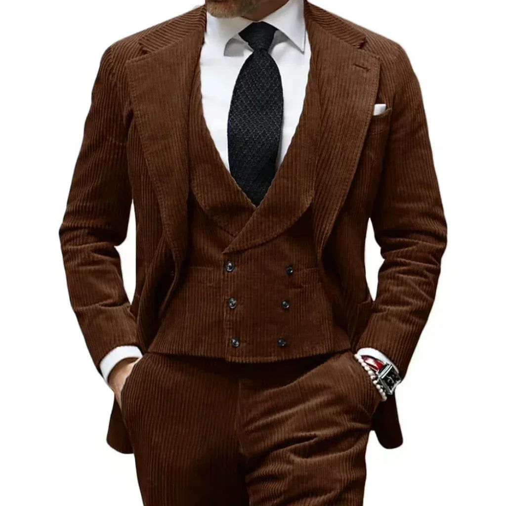 Velveteen-Men's Warm Velvet Suit, 3-Piece Set, Men's Clothing, Perfect for the Season