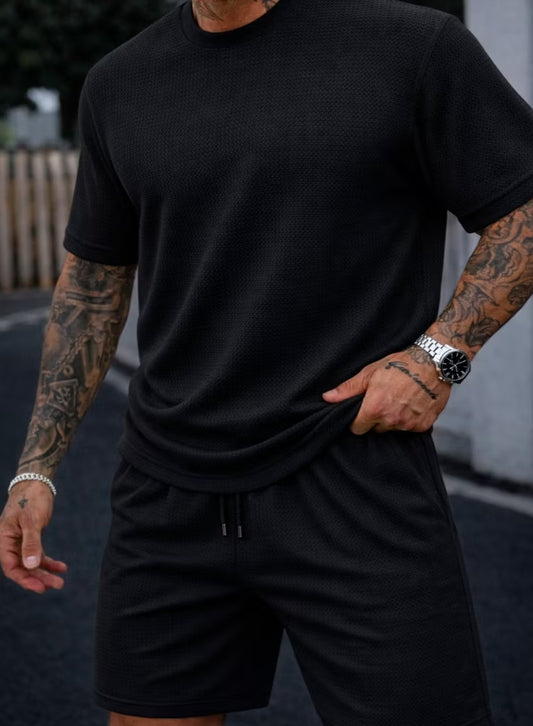 Conjunto Masculino Texturizado Camiseta + Bermuda