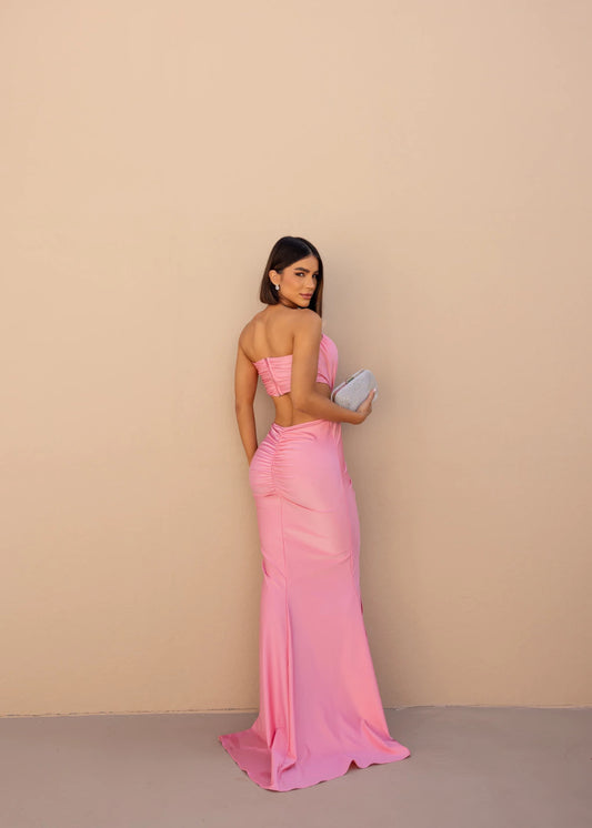 Vestido Longo com Strass e Fenda