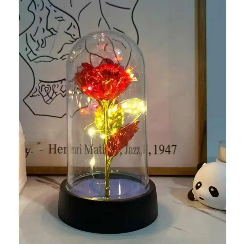 Enchanted Rose with LED Light-Eternal Flower Decorative Acrylic Dome