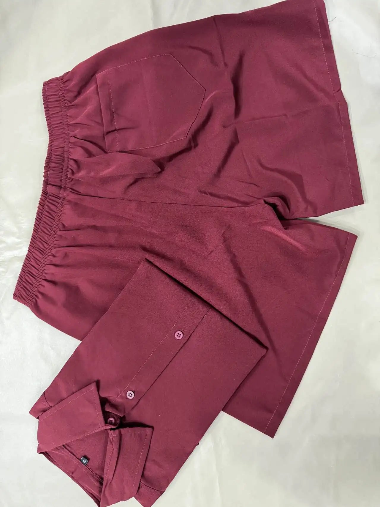 Solid Hawaiian Flower Shirt and Short Set Adult Men Viscose Fabric with Elastane