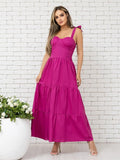 Women's Elegant Long Dress With Adjustable Strap With Bojo Party Tricoline Donna Martins