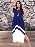 Vestido Longo BICOLOR Feminino Com Fenda Maxi Saruel Alça Com Bolso Moda Feminina Verão Outono Inverno Veste do 38 ao 50