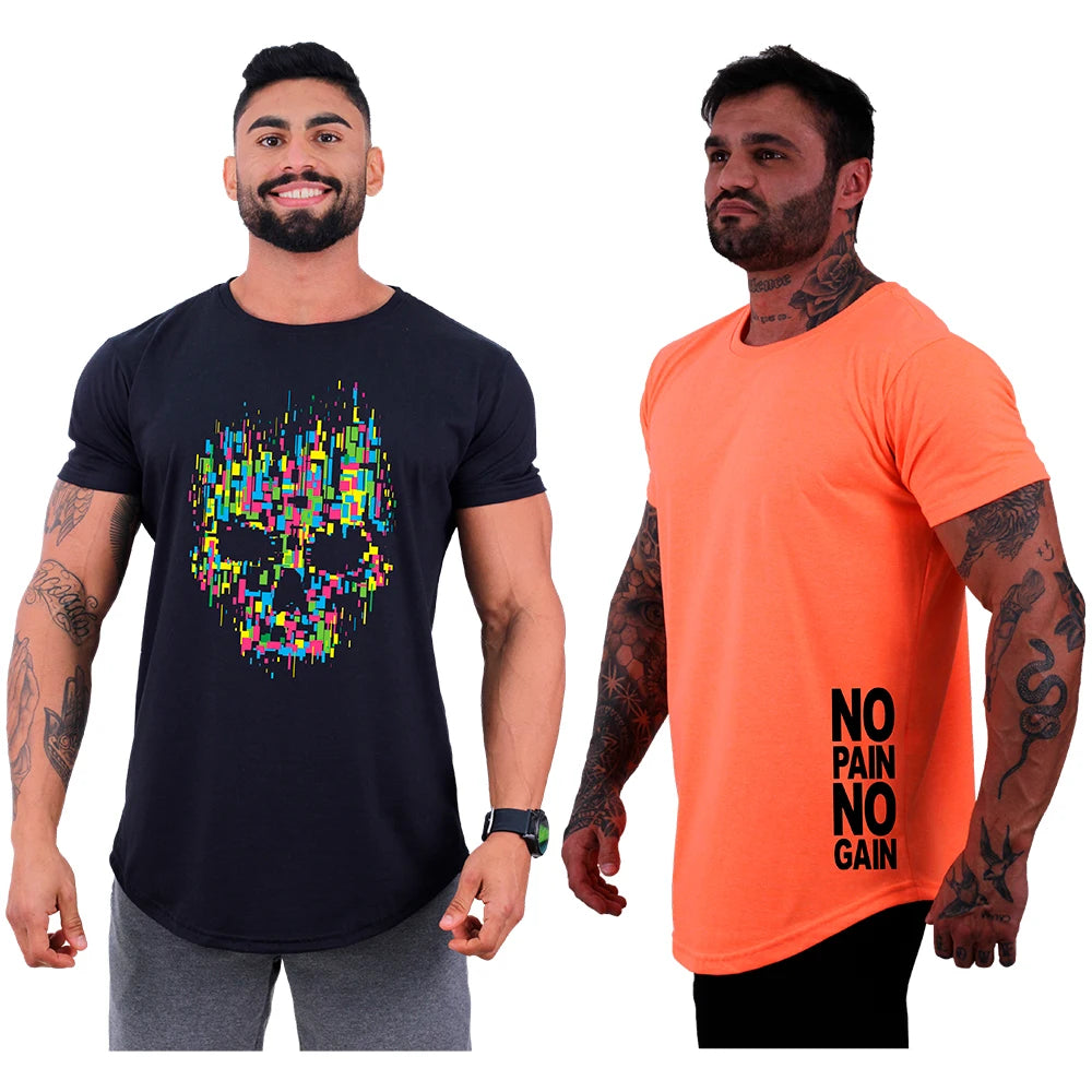 2 Kit Masculino Lonline Camisetas MXD Concept Fitness Fitness Casual Estampas