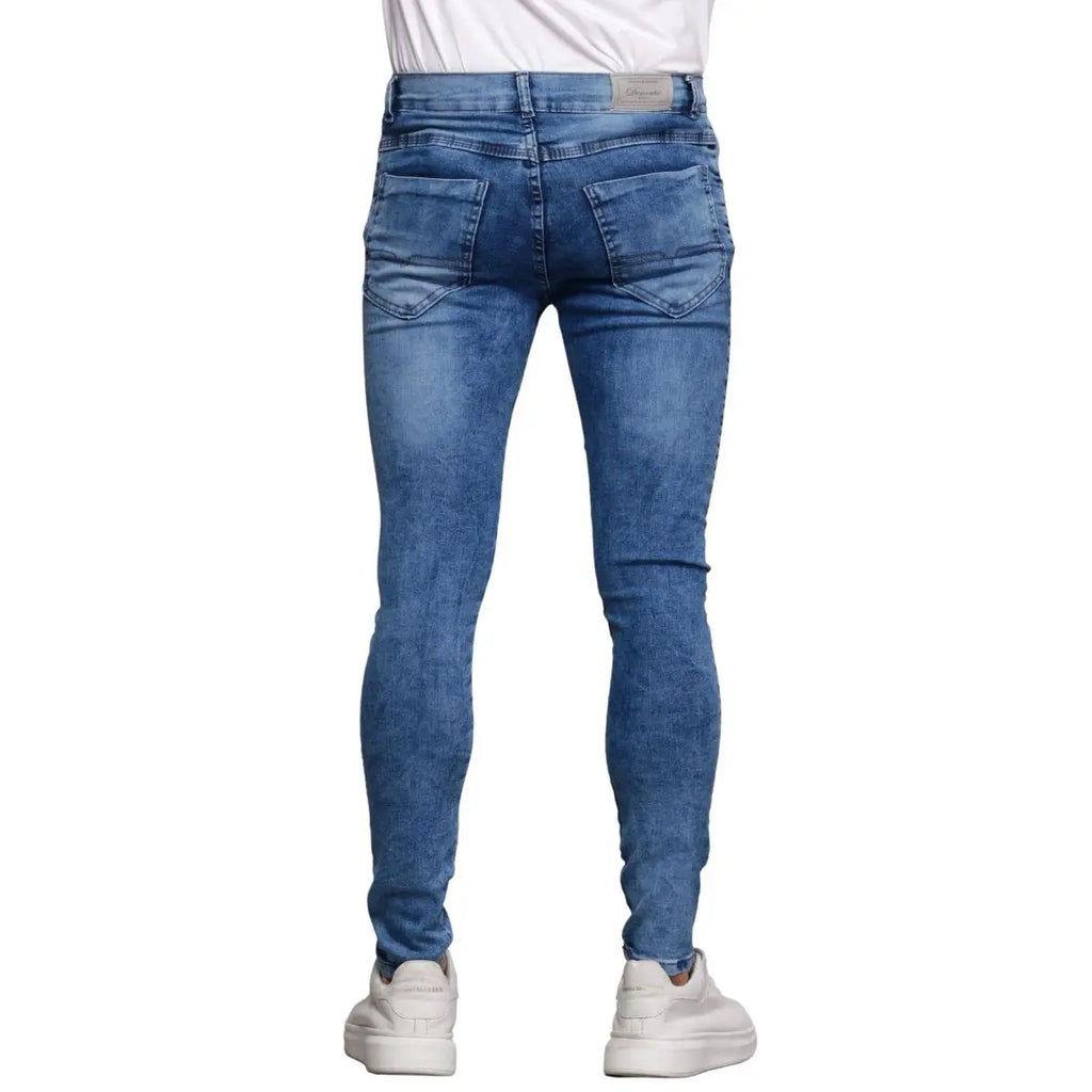 Calça Jeans Masculina Super Skinny Azul Marmorizada Lavagem Clara Premium