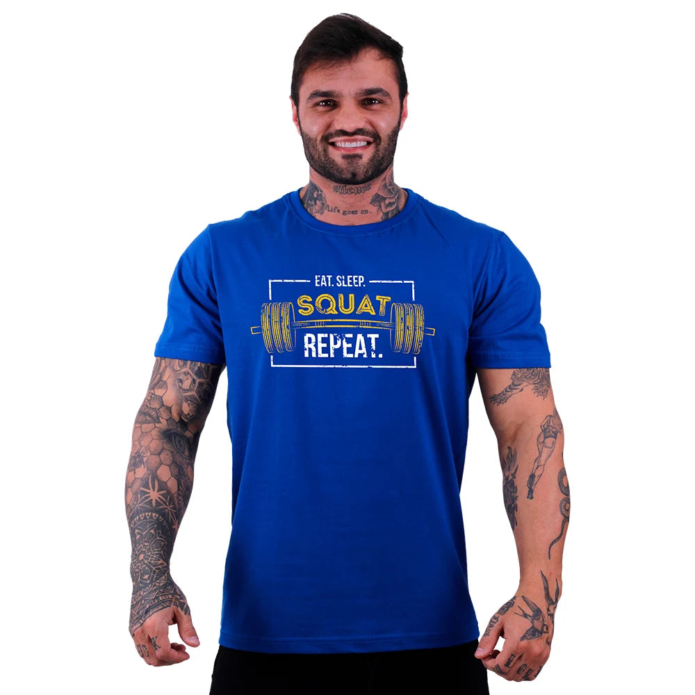 Camiseta Tradicional Masculina MXD Conceito Squat Repeat Halter Musculação Treino Casual