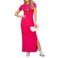 Women's Long Short Sleeve Side Sole Dress - CRAVO ROSE