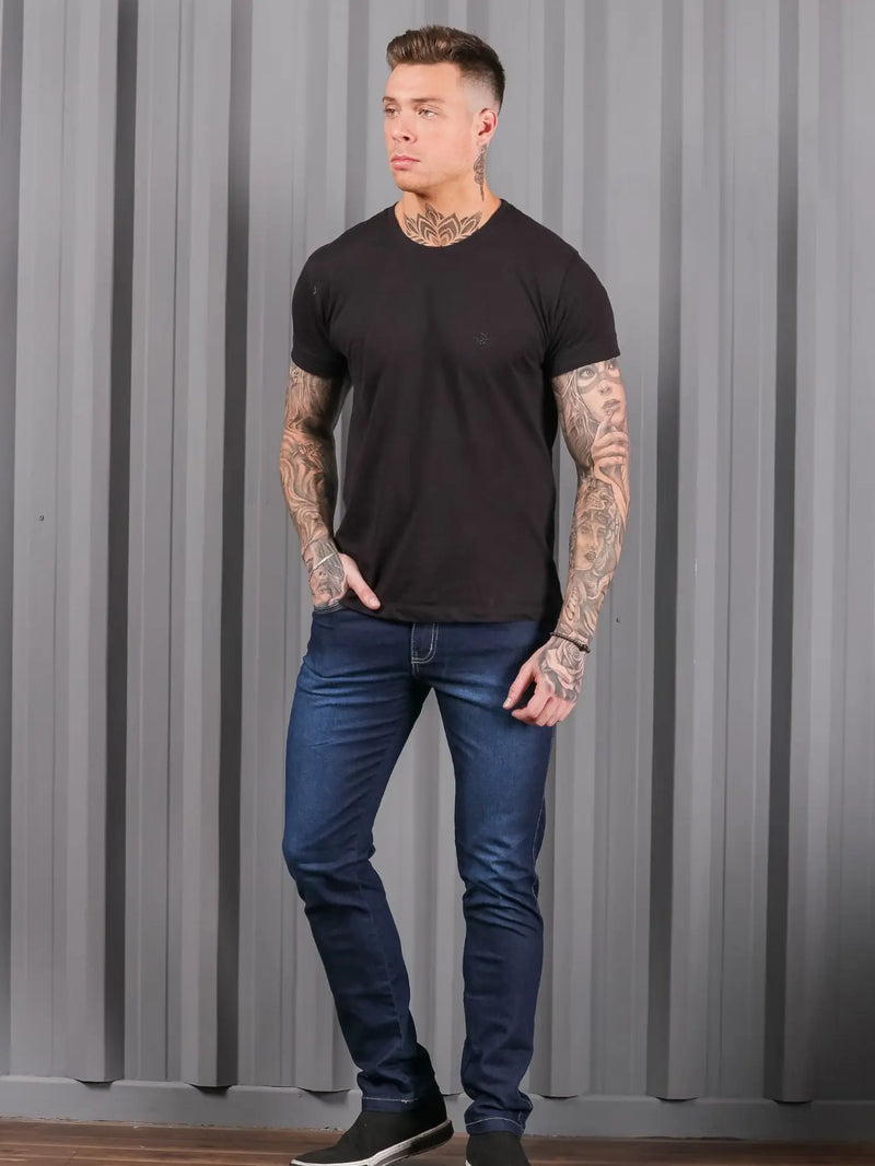 Calça Jeans Masculina Skinny Escura Premium Casual Line Modelo