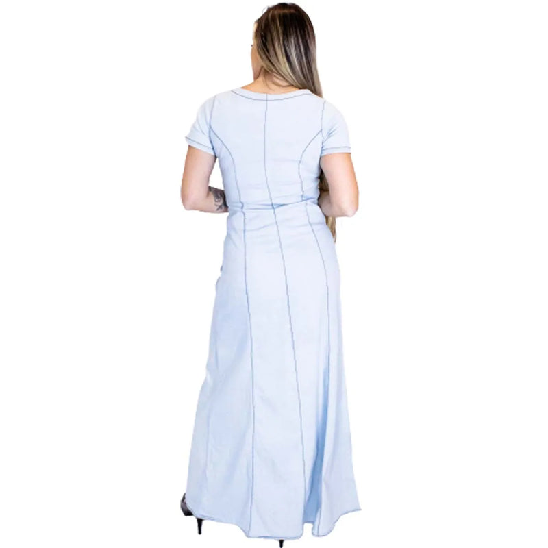 Long Front Button Jeans Dress/Women's Clothing/Luxurious Jeans-Quick Shipping